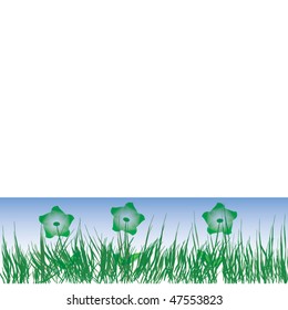 Grass green with flowers