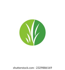  Grass green round logo vector image
