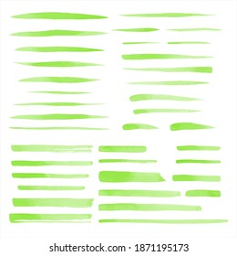 Grass green vector watercolor brush strokes set. Uneven lines, brushstrokes, stripes, underlines, doodle streaks, smears. Hand drawn design elements collection, text backgrounds. Eco, vegan templates. - Powered by Shutterstock - Get 15% off with code: PIKWIZARD15