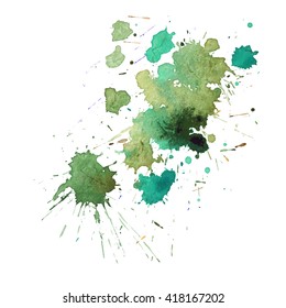 Grass green watercolor spot. Vector illustration. Grunge element for design banner