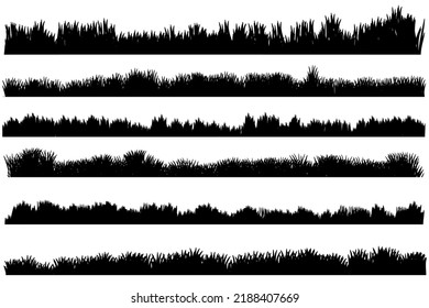 grass ground silhouette. grass border set