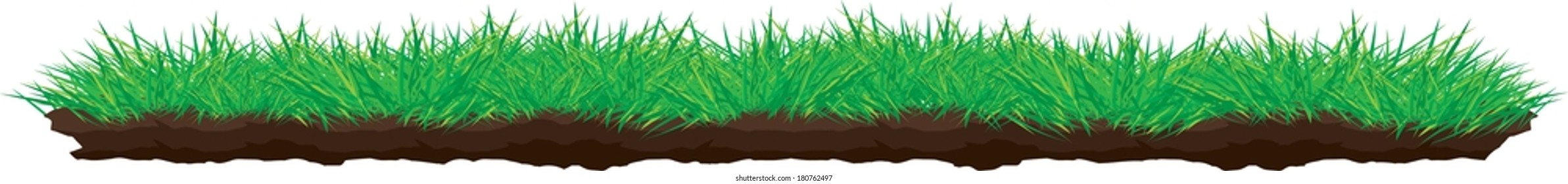 Grass Growing Out Of Dirt Turf Side View Vector