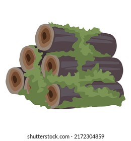 Grass growing over log clip art