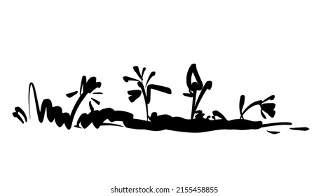 Grass hand drawn vector natural herbal rural scribble doodle ground illustration isolated on white background.