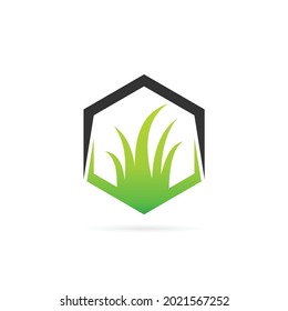 Gras mit sechseckiger Vektorgrafik-Logo-Design