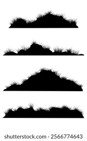 grass hill silhhouette black. grassland background
