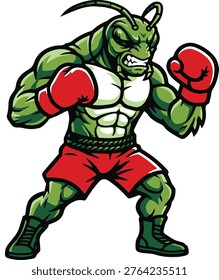 Grass Hoper Boxer Competition Mascot Vector