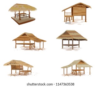 Grass Hut On White Background Vector Design