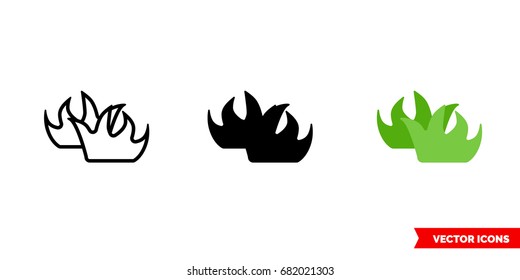 Grass icon of 3 types: color, black and white, outline. Isolated vector sign symbol.