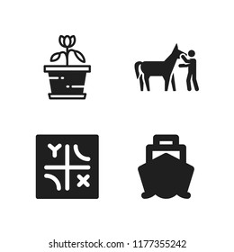 grass icon. 4 grass vector icons set. cruiser front view, flower and axis icons for web and design about grass theme