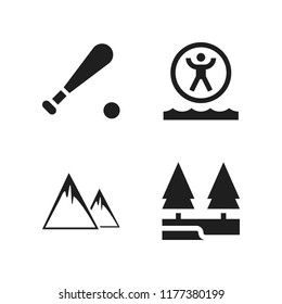 grass icon. 4 grass vector icons set. mountains, zorbing and river icons for web and design about grass theme