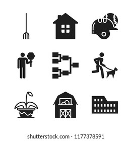 grass icon. 9 grass vector icons set. flower, coliseum and walking the dog icons for web and design about grass theme