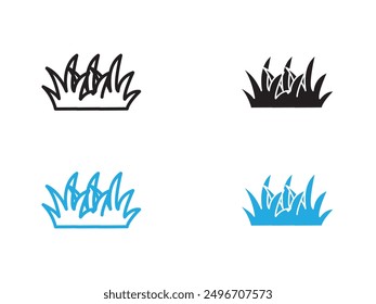 Grass icon black and white vector outline sign