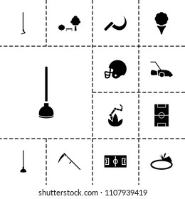 Grass icon. collection of 13 grass filled icons such as golf, hoe, lawn mower, pond, football pitch, american football helmet. editable grass icons for web and mobile.
