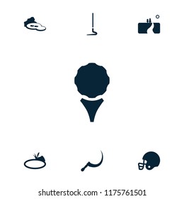 Grass icon. collection of 7 grass filled icons such as golf, scythe, pond, american football helmet, hoe. editable grass icons for web and mobile.