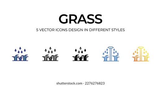 grass Icon Design in Five style with Editable Stroke. Line, Solid, Flat Line, Duo Tone Color, and Color Gradient Line. Suitable for Web Page, Mobile App, UI, UX and GUI design.