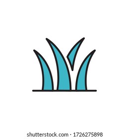 grass icon filled outline vector illustration. ecology icon isolated on white background
