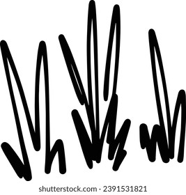 Grass icon illustration, hand drawn in sketch, brush style design and background element