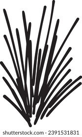 Grass icon illustration, hand drawn in sketch, brush style design and background element
