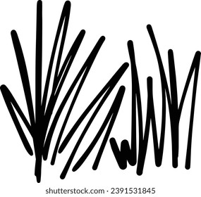 Grass icon illustration, hand drawn in sketch, brush style design and background element