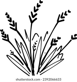 Grass icon illustration, hand drawn in sketch, brush style design and background element