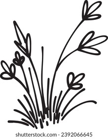 Grassymbol-Illustration, handgezeichnet in Skizze, im Stile eines Pinsels und im Hintergrund