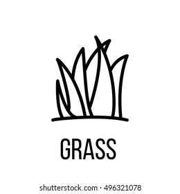 Grass icon or logo in modern line style. High quality black outline pictogram for web site design and mobile apps. Vector illustration on a white background. 