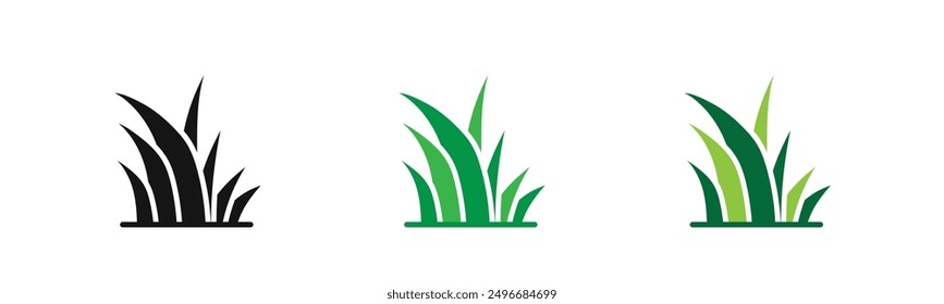 Grass icon outline collection or set in black and white