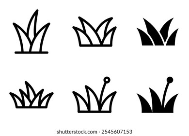 Plantilla de diseño de conjunto de iconos de hierba
