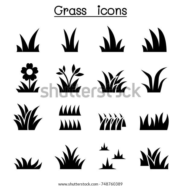 草のアイコンセットのイラストグラフィックデザイン のベクター画像素材 ロイヤリティフリー