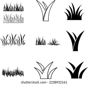 grass icon set illustration on white background..eps