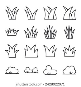 Grass icon set isolated on white