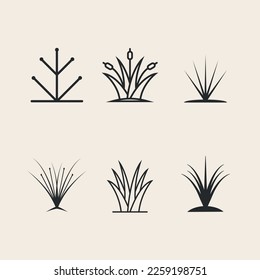 grass icon set line art logo vector design