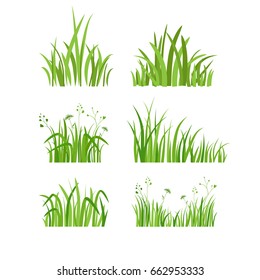 Grass icon set. Silhouette of plants for logo or sign.