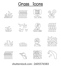 Grass icon set in thin line style