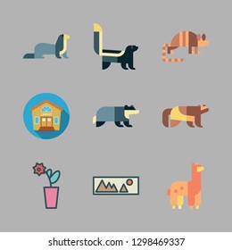 grass icon set. vector set about armadillo, flower, skunk and house icons set.