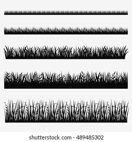 Grass icon set. Vector grass border collection. 