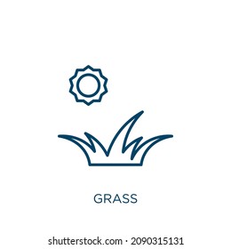 grass icon. Thin linear grass outline icon isolated on white background. Line vector grass sign, symbol for web and mobile