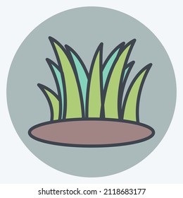 Grass Icon in trendy color mate style isolated on soft blue background