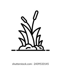 grass icon vector in line style