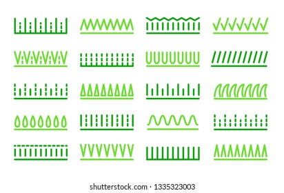 Grass icon vector set. Lawn meadow line symbols. Natural park & garden signs. Isolated object on white background