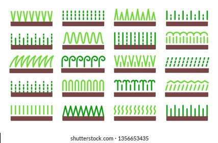 Grass icon vector set. Lawn meadow flat symbols. Natural park & garden signs. Isolated object on white background