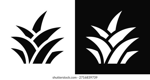Icono de hierba blanco y negro estilo de fondo