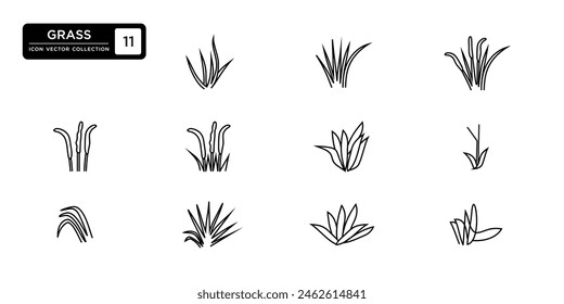 Grass icons collection, vector icon templates editable and resizable.