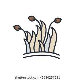 Iconos de hierba aislados sobre fondo blanco. Diseño de estilo plano
