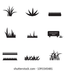 Grass Icons Set - Isolated On White Background. Grass Vector Illustration. Flat Plant Vector For Logo Design, Lawn Symbol, Herbal And Park Design. Cartoon Style