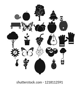 Grass icons set. Simple set of 25 grass vector icons for web isolated on white background