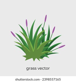ilustración de césped en un solo vector de estilo plano con flores