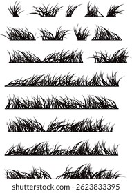 grass isolated silhouettes set collection