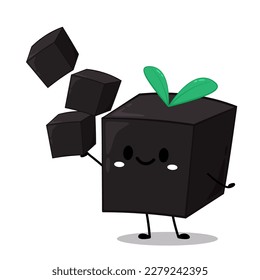 Grass jelly cartoon vector. Grass jelly isolate. Vector illustration of sweet dessert concept. 